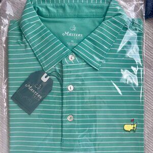 2024 Masters Tech Polo Golf Shirt -Augusta National -Logo Green/white stripe XL